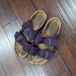 Purple suede Birkenstock Arizona sandals 38